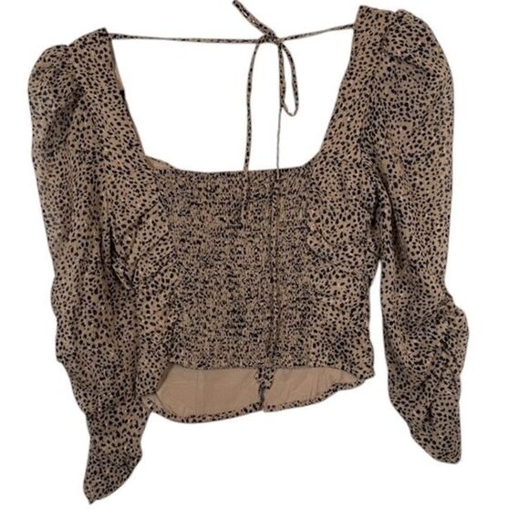 Astr The Label Colima Top Taupe Black Animal Leopard Print Elastic Back Size XS - Picture 6 of 12